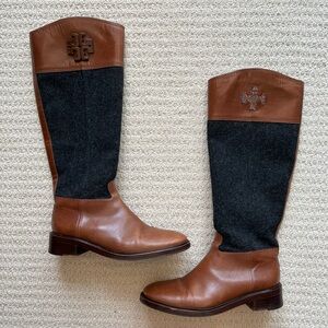 FLAWED Tory Burch Lowell 2 Leather Riding Boots Size 7.5M
